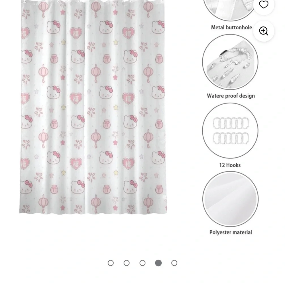 Hello Kitty Adorable Pink and White Shower Curtain
